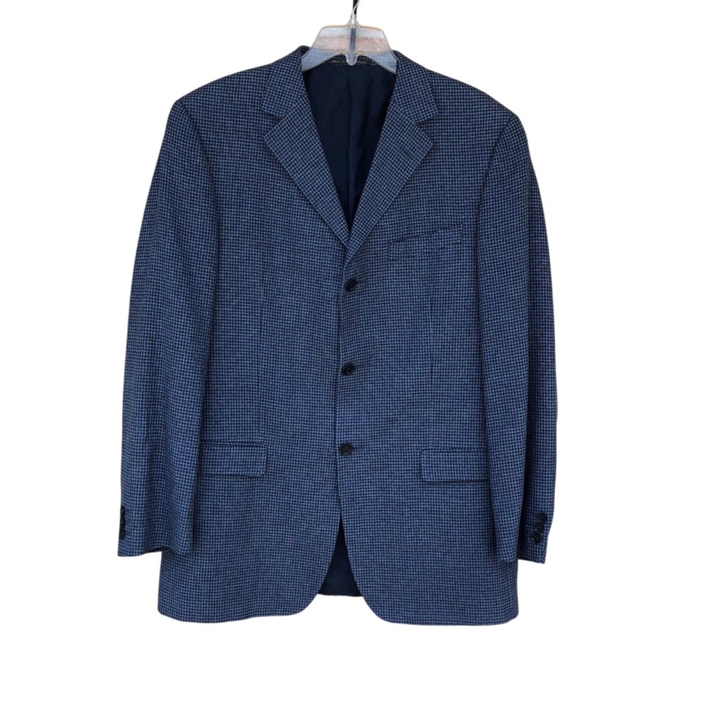 Ermenegildo Zegna Soft Switzerland Tweed Silk Cotton Linen Blend Blue Jacket 52L